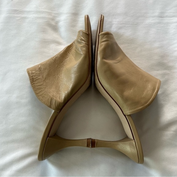Free People Cara Beige Ruched Leather Square Toe Slip On Mules - Picture 7 of 11